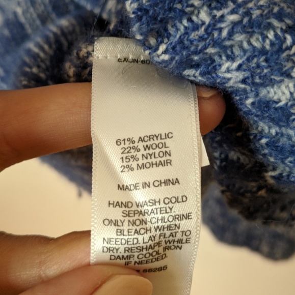 Oversized Marled Cowl Neck Sweater Blue XS - Picture 7 of 8